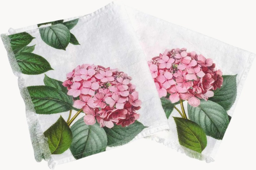 Set di 2 asciugamani ospite in lino Hydrangea