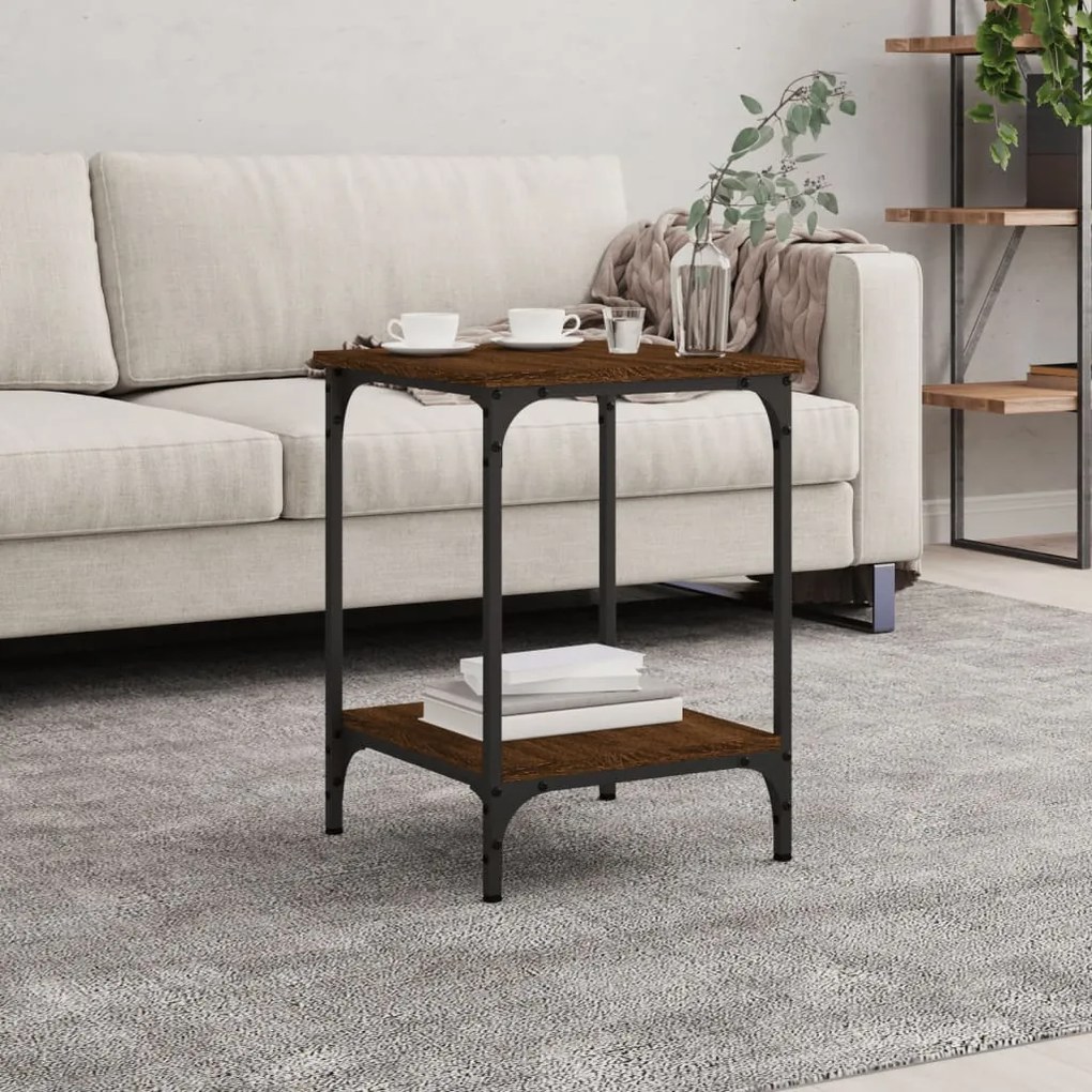 Tavolino Da Salotto Rovere Marrone 40x40x55cm Legno Multistrato /
