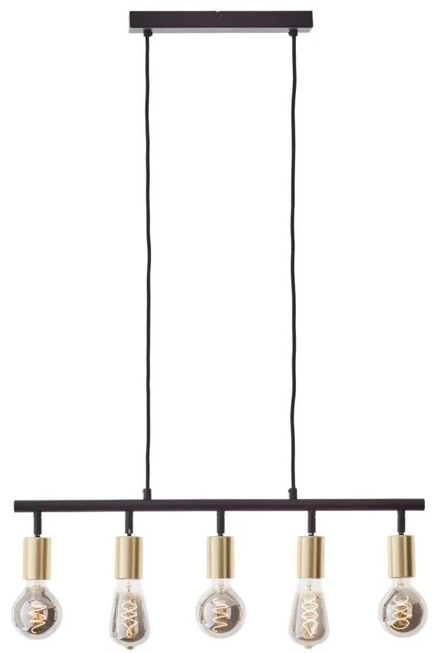 Brilliant - Lampadario a sospensione su cavo TIFFANY 5xE27/28W/230V nero/ottone