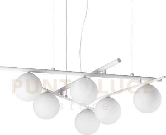 Atlas sospensione 6 luci attacco g9 colore bianco in metallo e diff...