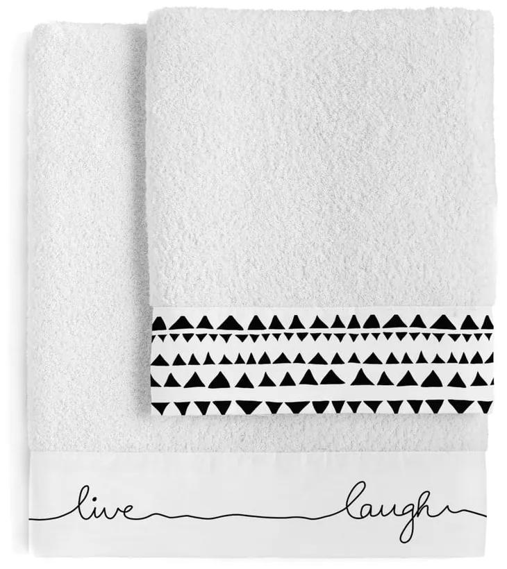 Set di 2 asciugamani in cotone Live Live Juego - Blanc
