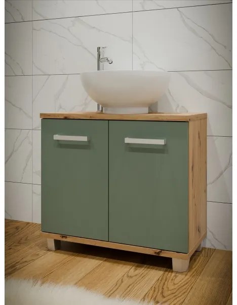 Mobile da bagno VENOM verde/rovere artisan
