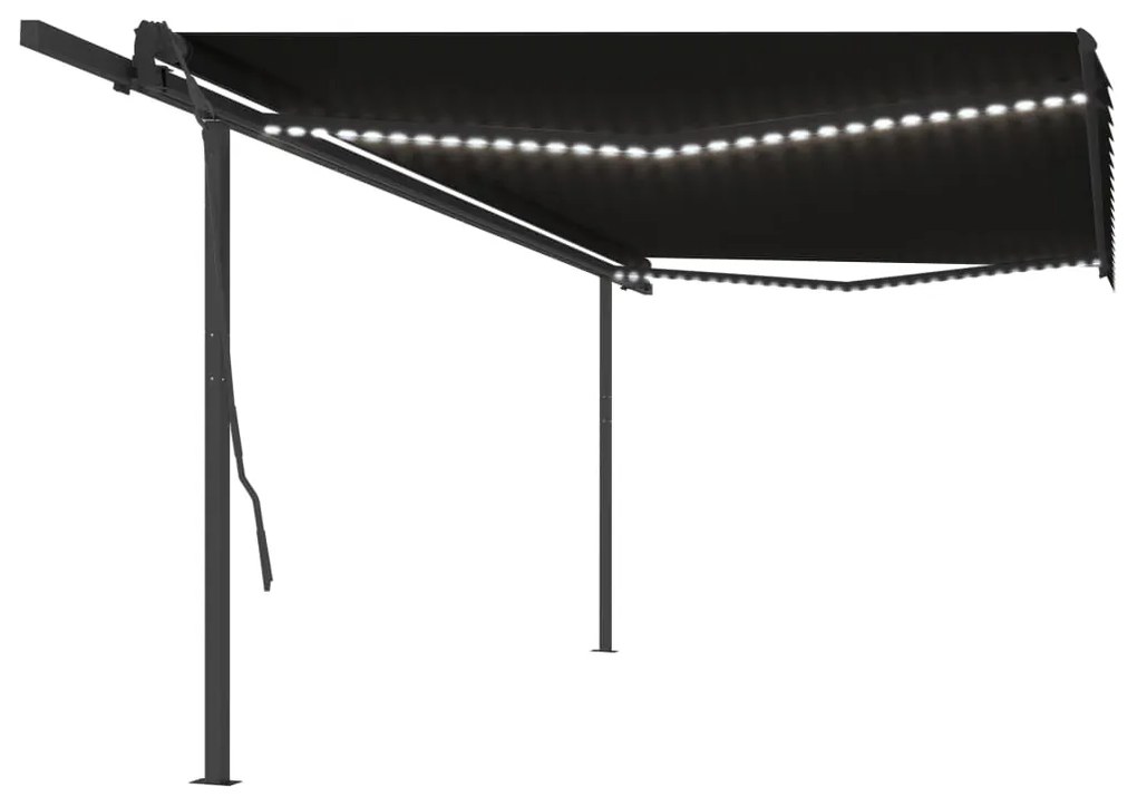 Tenda da Sole Retrattile Manuale con LED 5x3,5 m Antracite