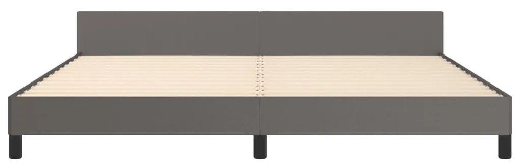 Giroletto con testiera grigio 200x200 cm in similpelle