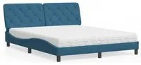 Letto con Materasso Blu 160x200 cm in Velluto 3208668