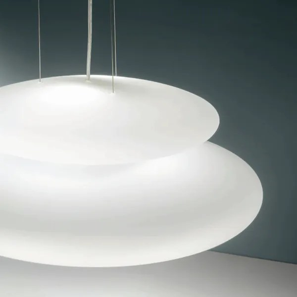 Lampada a sospensione 50 cm PAGODA in vetro Bianco soffiato e acidato PICCOLO