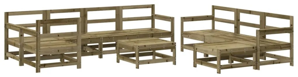 Set divani da giardino 10 pz con cuscini legno impregnato pino
