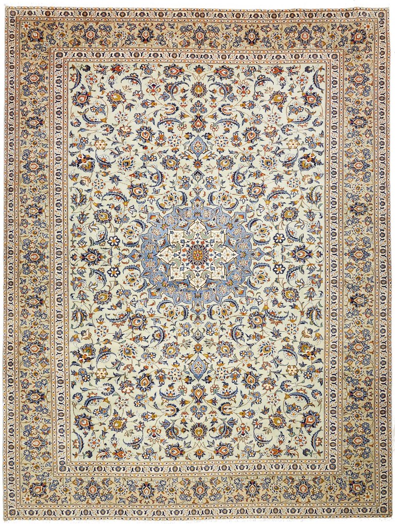 Kashan Tappeto persiano 410 x 310 Beige (Iran) Annodato A Mano