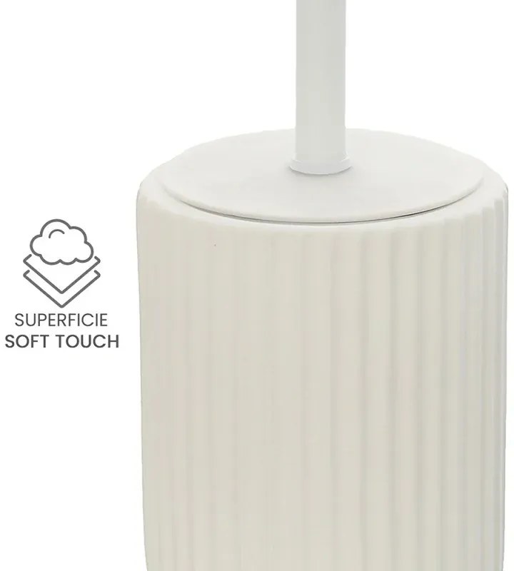 Scopino wc bianco in ceramica soft touch con setole nere Spring