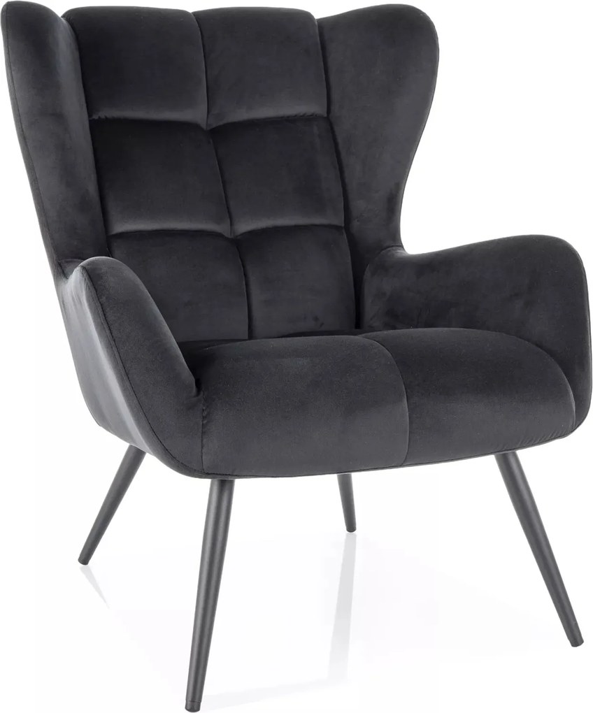 Poltrona Louis Velvet in velluto nero – 75x87x91 cm