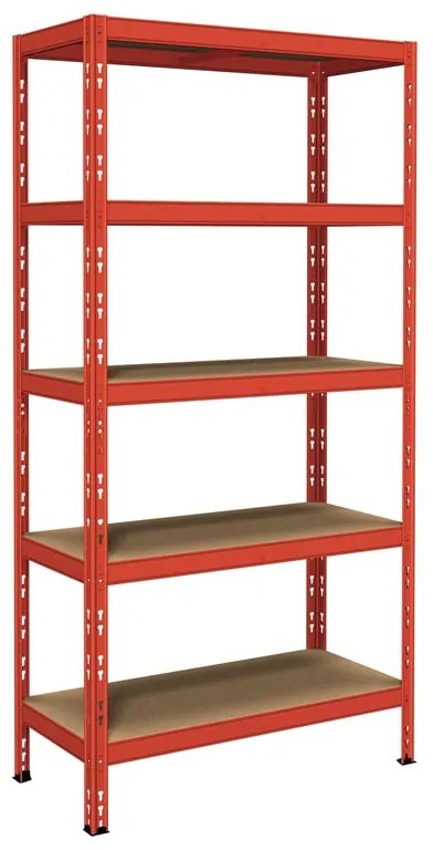 Scaffale in kit 5 ripiani Pokerino L 100 x P 40 x H 180 cm rosso, portata per ripiano 220 kg