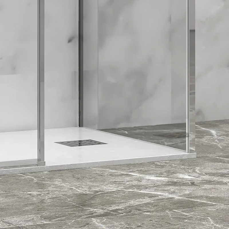 Kamalu - Cabina doccia 3 lati 90x150x90 scorrevole telaio cromato minimale | KLA-4000C