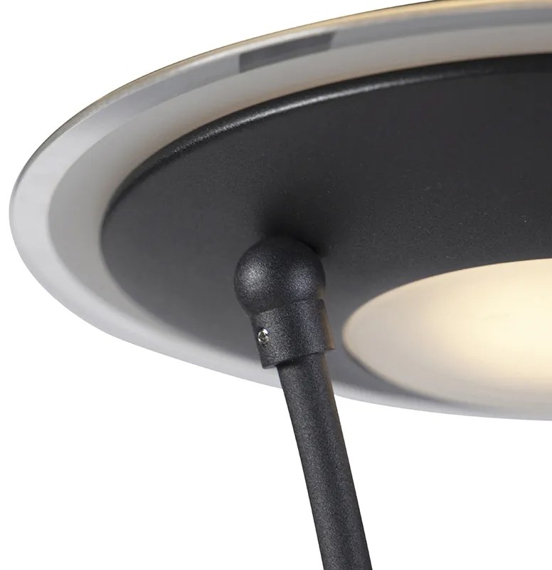 Lampada da terra nera con braccio da lettura con LED e porta USB - Sevilla
