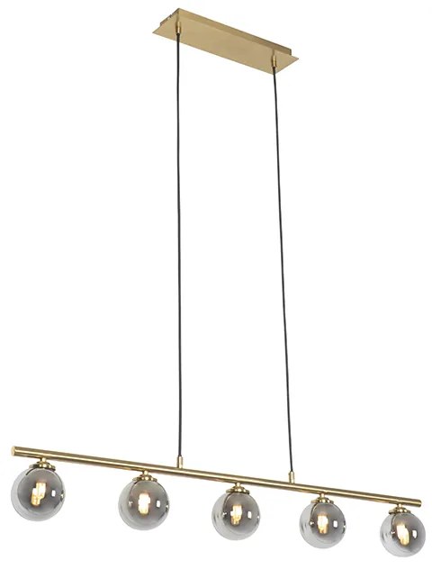Lampada a sospensione moderna oro 100 cm 5 luci con vetro fumé - Athenas