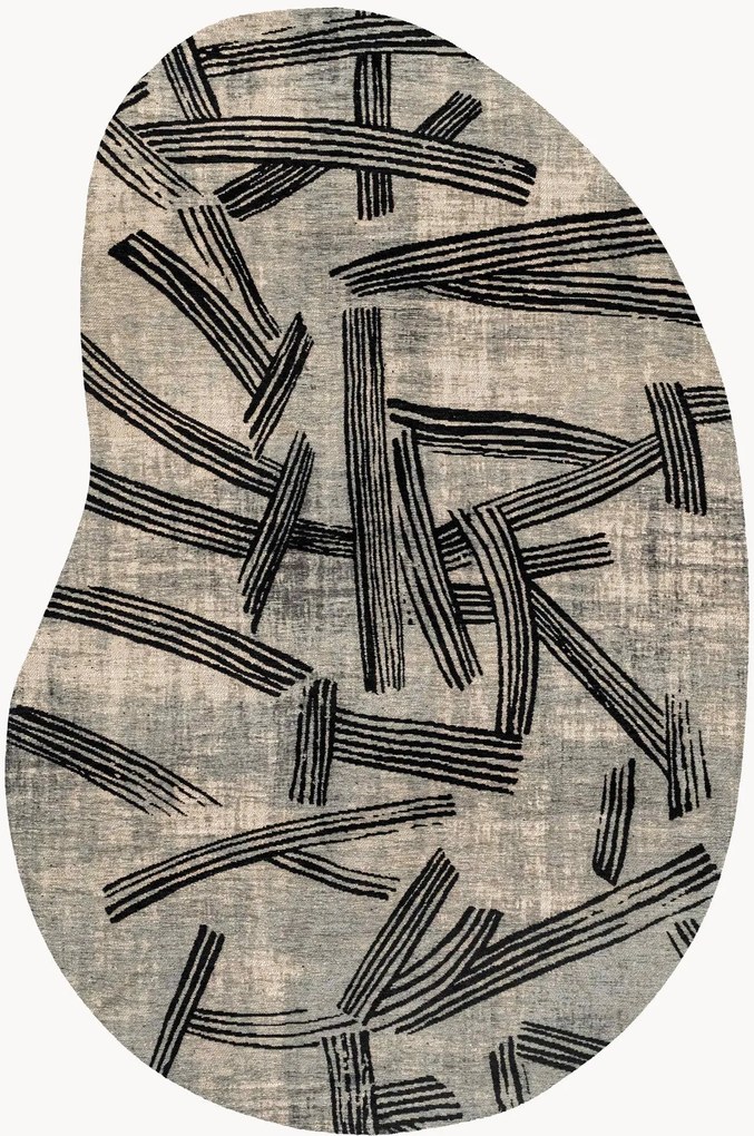 Tappeto jacquard lavabile da interno-esterno dalla forma organica Kanji