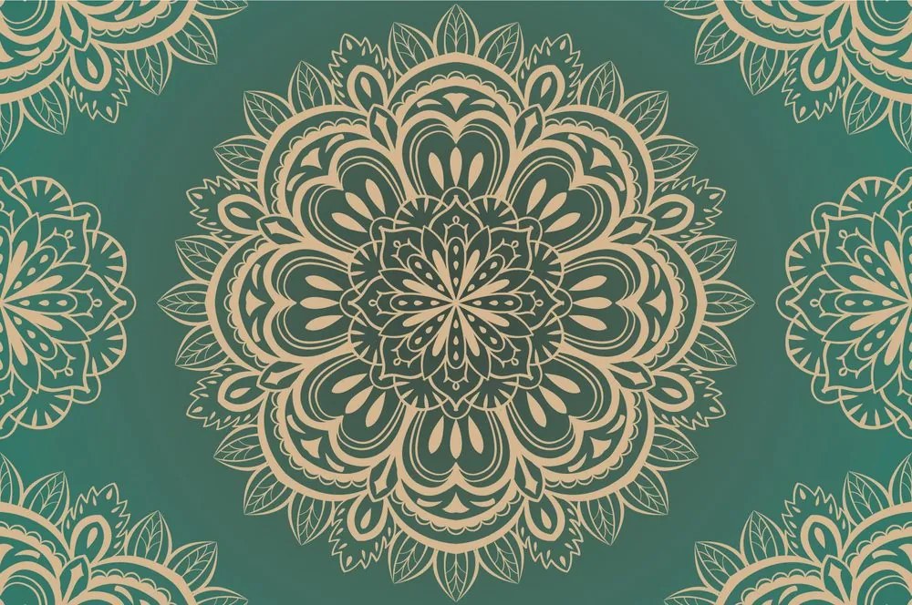 Carta da parati – Mandala su sfondo turchese