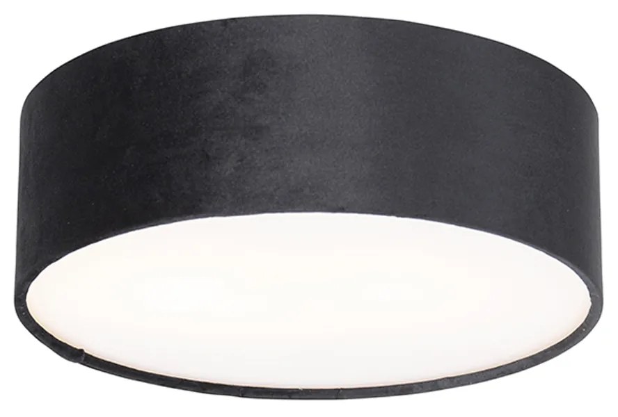 Plafoniera moderna nera 30 cm con interno oro - Drum