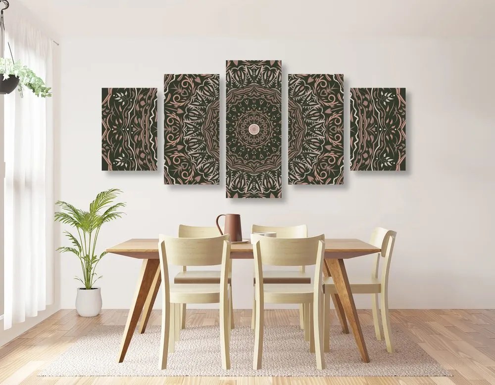 Quadri 5 pezzi – Mandala in stile vintage