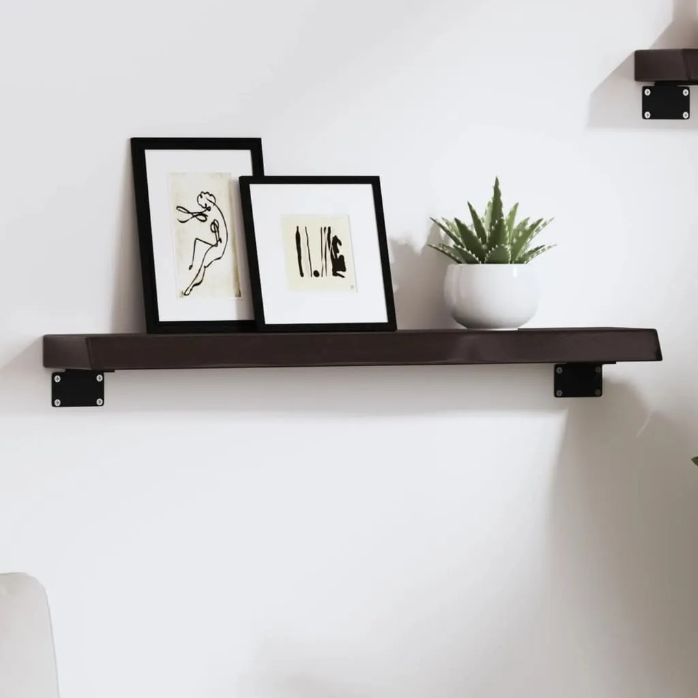 Ripiano Muro Marrone Scuro 60x10x4 Cm Massello Rovere Trattato /