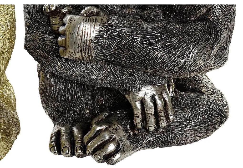 Statua Decorativa DKD Home Decor Argentato Dorato Resina Gorilla (22 x 23,5 x 31 cm) (2 Unità)