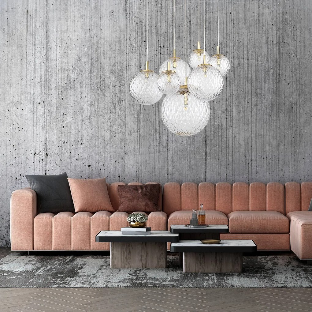 TK Lighting Lampada a sospensione Cadix in vetro, 7 luci