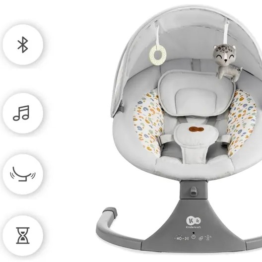 KINDERKRAFT - Altalena per bambini con melodia 2in1 LUMI grigio chiaro