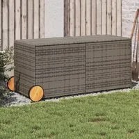 Contenitore da Giardino con Ruote Grigio 283L in Polyrattan 365318