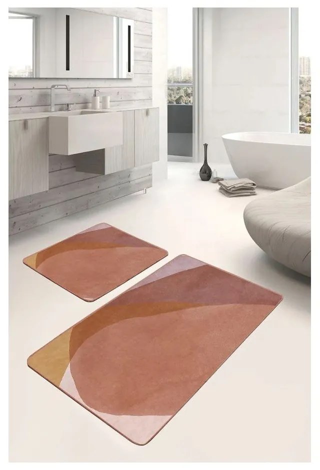 Set di tappetini per il bagno marroni in velluto 2 pz 60x100 cm – Mila Home