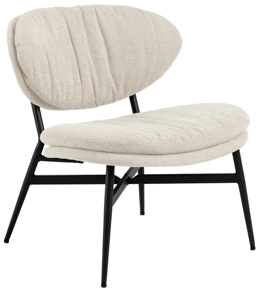 SOPHIA Beige (tessuto Apia 453)/telaio nero - POLTRONA LOUNGE SEDIA RELAX PER SOGGIORNO/UFFICIO IMBOTTITA