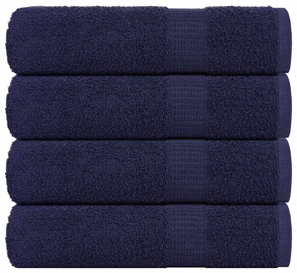 Asciugamani Doccia 4 Pz Blu Marino 70x140cm 360g/m² 100% Cotone /