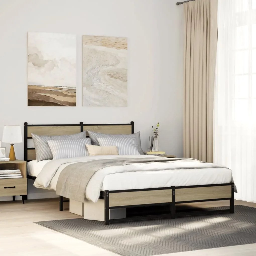 Giroletto Senza Materaso İn Metallo Rovere Sonoma 135x190 Cm /