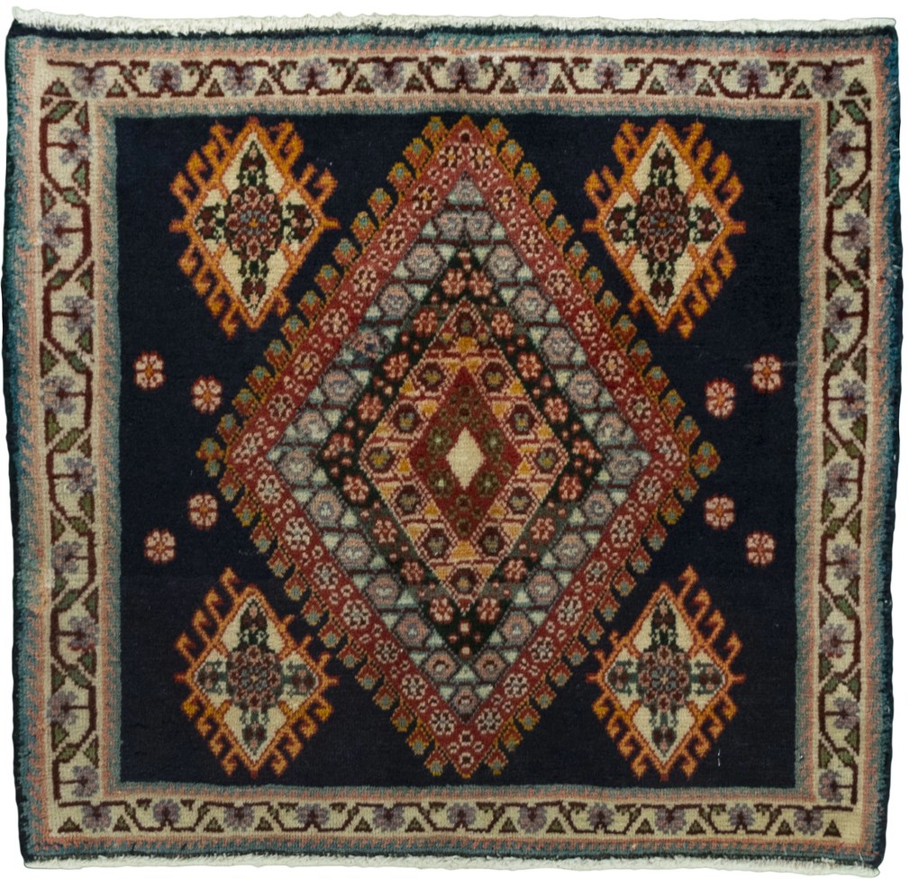 Shiraz Tappeto 60 x 60 Blu (Iran) Annodato A Mano