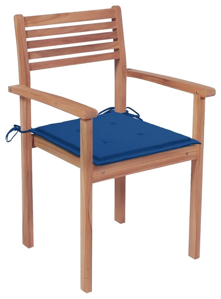 Sedie da Giardino Impilabili 8 pz con Cuscini Massello di Teak