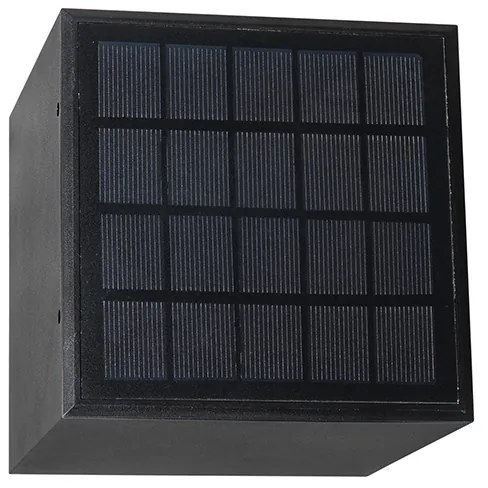 Lampada da parete per esterni nera con luce soffusa e sensore solare - Charlotte