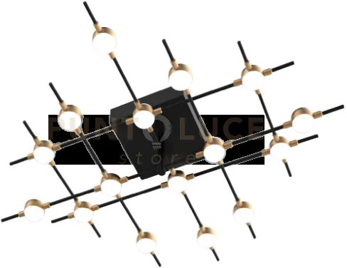 Plafoniera molecular 16lt, flush matt black with gold, led 38,4w, 3...