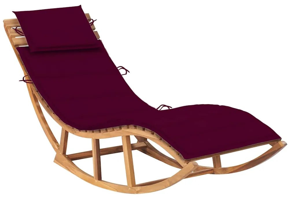 Lettino Prendisole A Dondolo Con Cuscino İn Massello Di Teak /