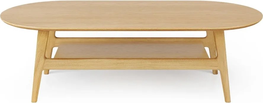 Tavolino da salotto colore naturale con effetto rovere 60x130 cm Curved – Woodman