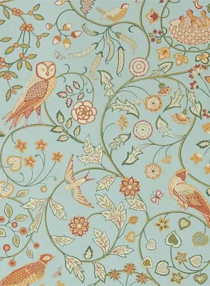 Morris & Co Carta da parati Newill - Peppermint/ Russet