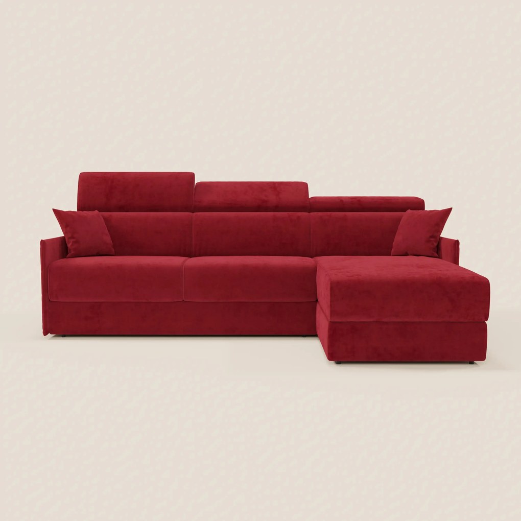 Miryam divano letto angolare compatto - poggiatesta reclinabili e penisola contenitore in tessuto smacchiabile T31