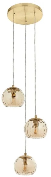 Endon 91971 - Lampadario a cavo DIMPLE 3xE14/25W/230V dorato/beige fumé