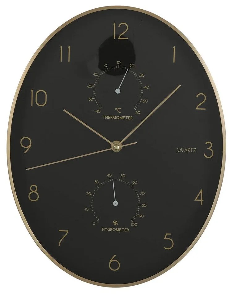 Orologio da Parete Mica Decorations Andy Nero Dorato Ovale Alluminio (Ø 35 x 4.5 cm)