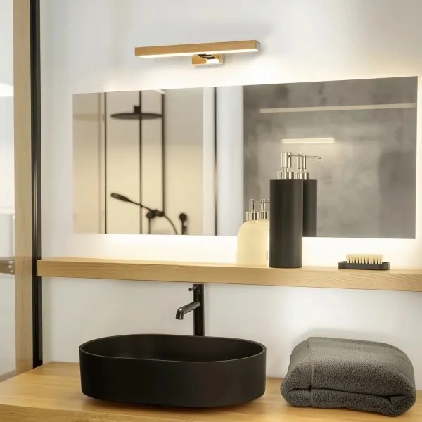 Brilagi-Illuminazione a LED per specchi da bagno WOODY MIRROR LED/8W/230V IP44 quercia/cromo