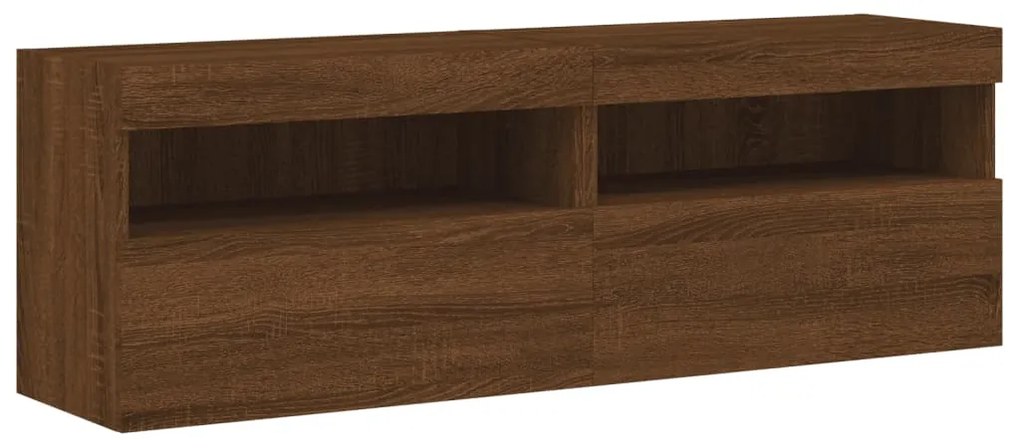 Mobili tv a parete con luci led 2pz rovere marrone 60x30x40 cm
