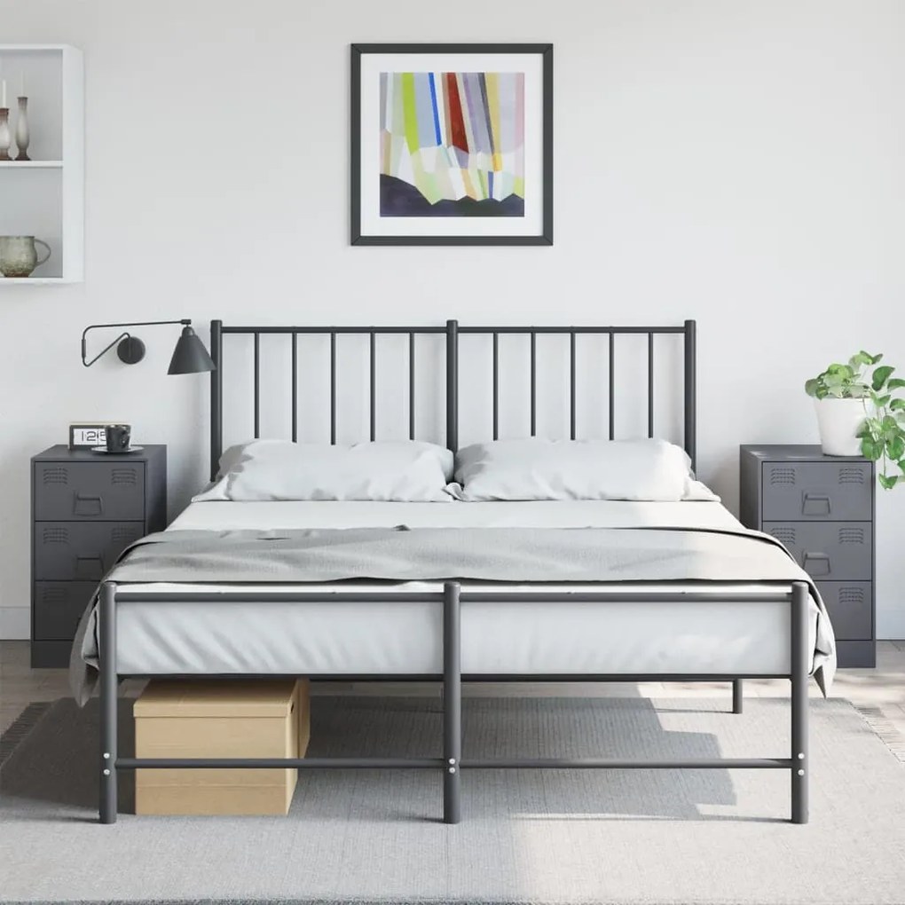 Comodini 2 Pz Antracite 34,5x39x62 Cm İn Acciaio /