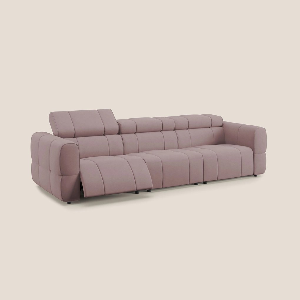 Giotto Divano modulare a 3 sedute con opzione relax elettrico in microfibra effetto velluto impermeabile T09