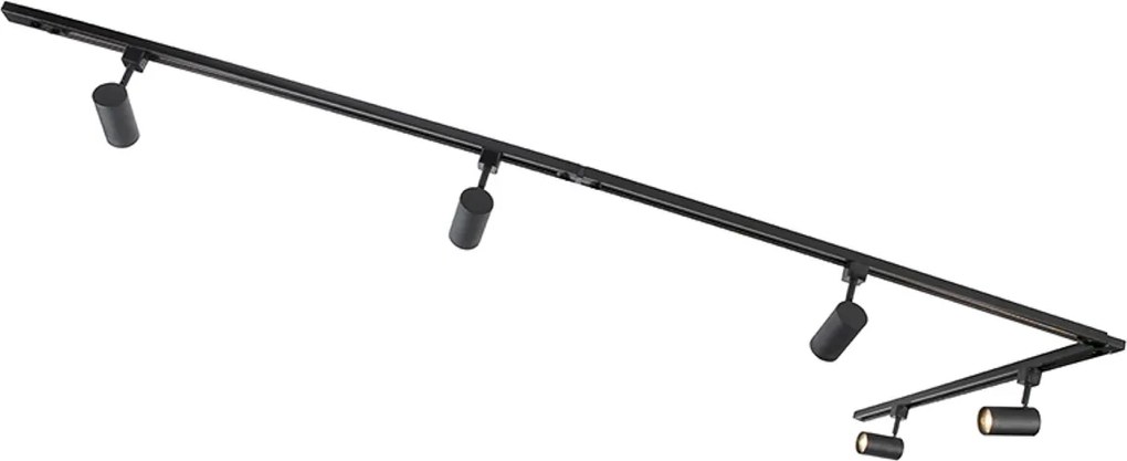 Sistema a binario 1-fase intelligente 5 faretti incl. 5 GU10 nero - Jeana