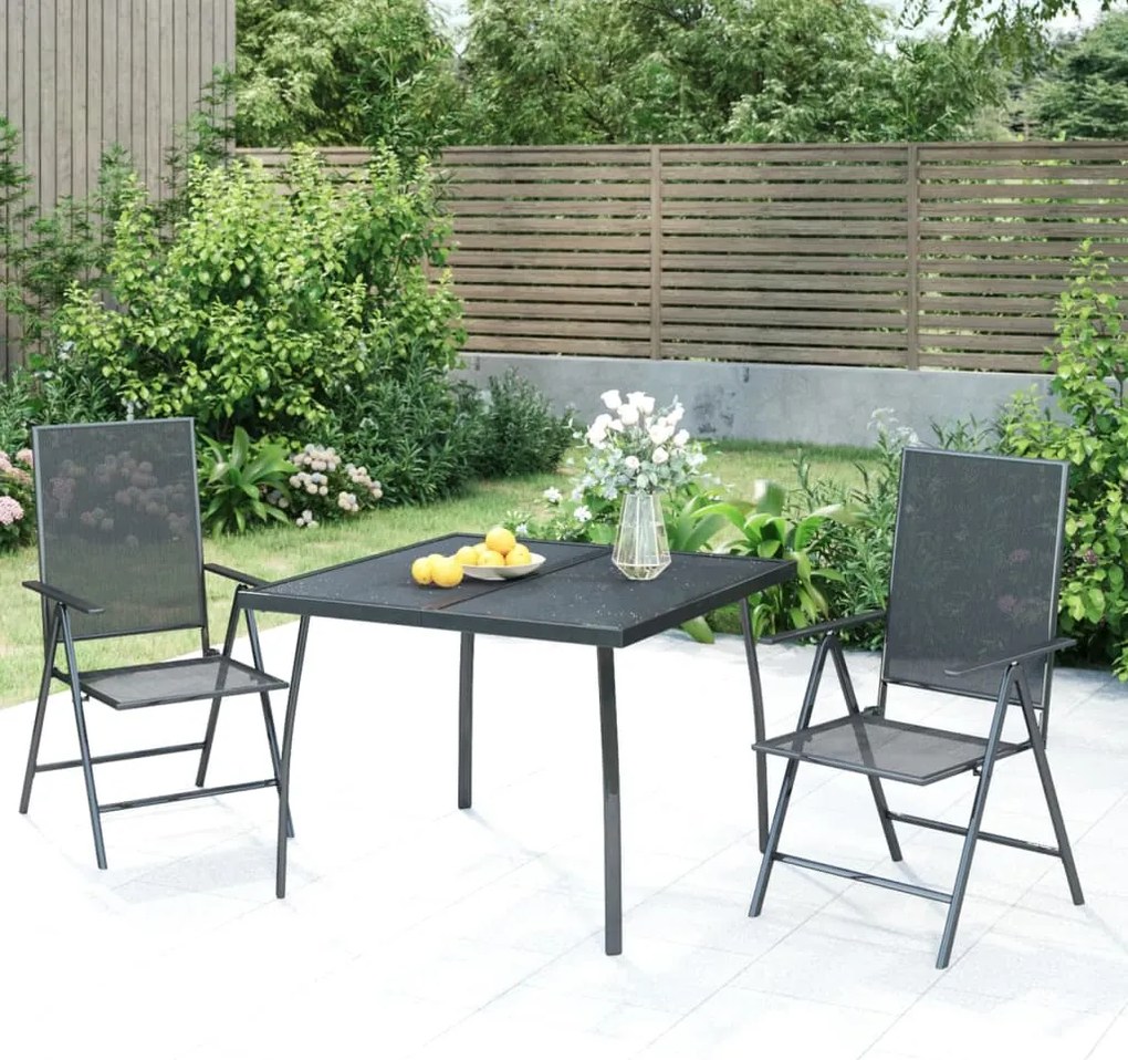Set Da Pranzo Da Giardino 3 Pz İn Acciaio Antracite /