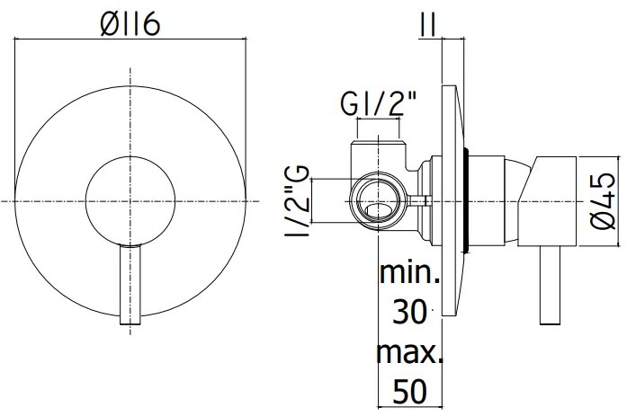 Paffoni Light Lig010 Miscelatore doccia Monocomando Incasso senza deviatore con piastra in metallo 116 mm Cromo