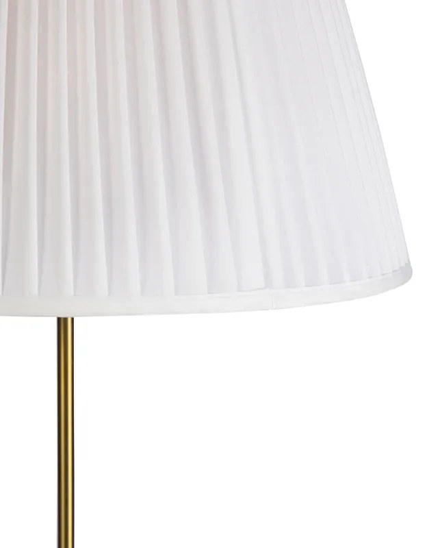 Lampada da terra in bronzo con paralume plissettato crema 45 cm regolabile - Parte