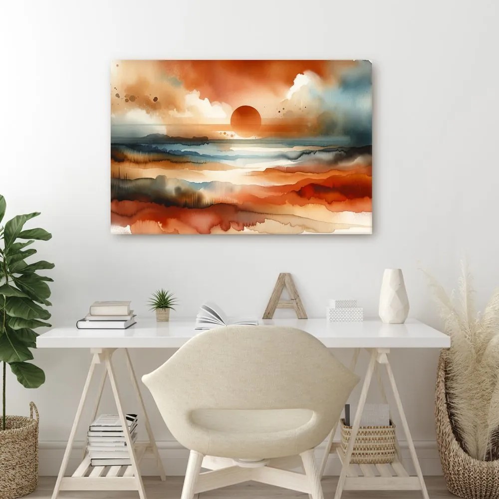 Quadro su tela – Sole al tramonto nel paesaggio